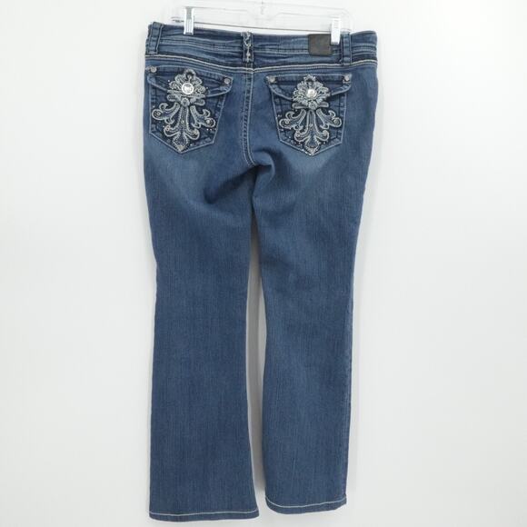 Grace in LA Denim - Grace In LA Jeans Womens 29x29 Blue Denim Low Rise Rhinestone Western Cowgirl